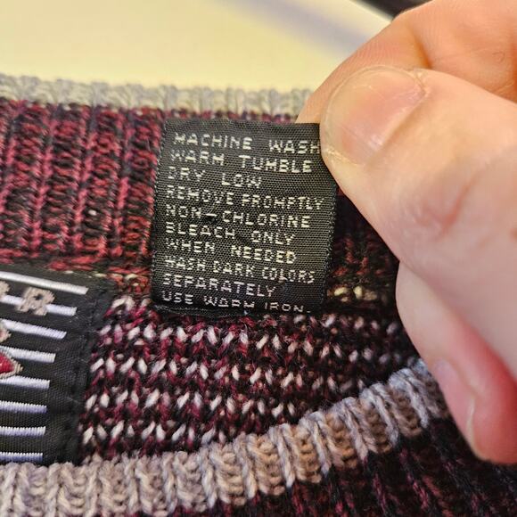 Anchor Blue Maroon Fair Isle Knit Sweater Size M Men's Winter Nordic Grandpacore - Picture 6 of 9